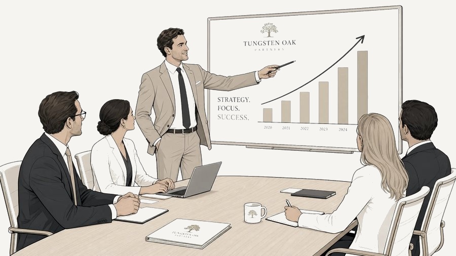 Tungsten Oak Partners presenting strategy to a client team